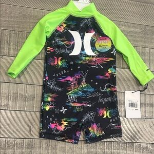 Hurley Kids Bright Green and Black Rashguard
